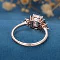 Emerald Cut  Moissanite Cluster Engagement ring
