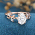 1.5 Carat Vintage Oval cut Moissanite leaf Engagement Ring