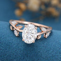 1.5 Carat Vintage Oval cut Moissanite leaf Engagement Ring