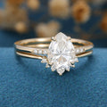 Pear Cut Moissanite Engagement ring Bridal Set
