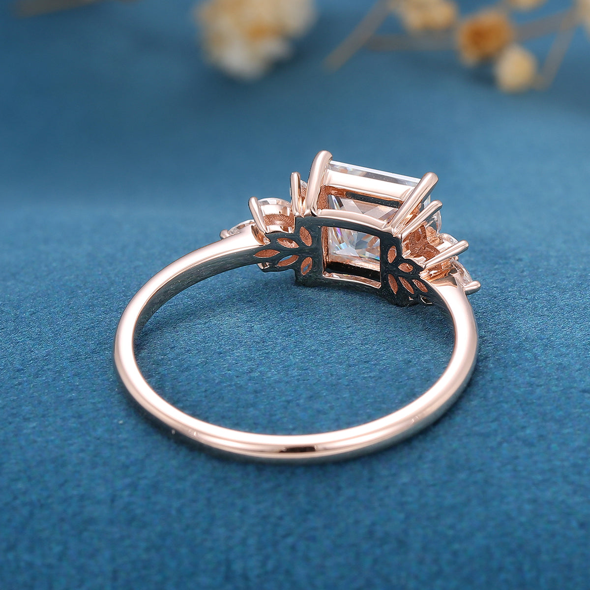 2 Carat Princess cut Moissanite cluster Engagement Ring