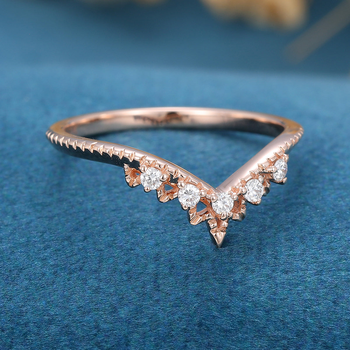 Diamond Curved Wedding Band Ring Matching Engagement ring