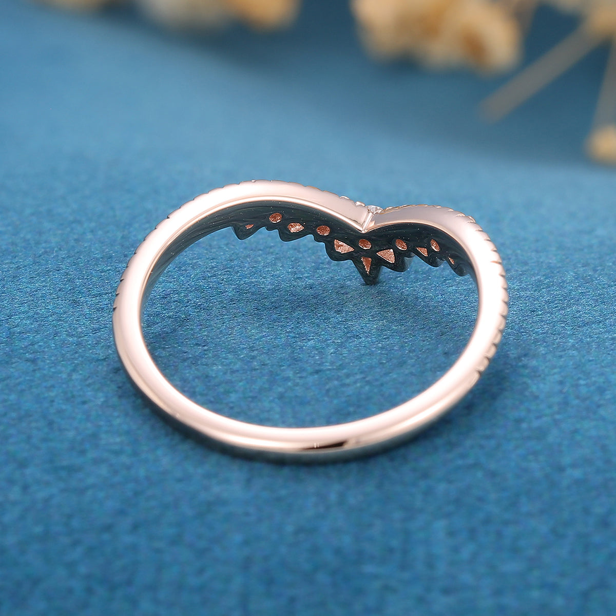 Diamond Curved Wedding Band Ring Matching Engagement ring