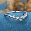 Marquise Cut Olivine leaf Curved Wedding Band Ring
