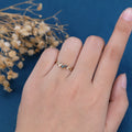 Marquise cut Blue Green Sapphire leaf Curved Wedding Band Ring
