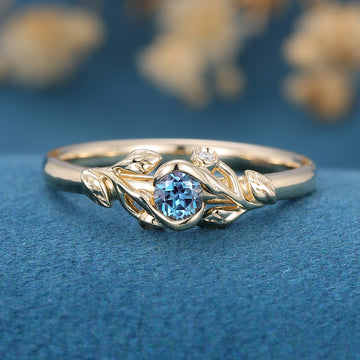 Round cut Lab Alexandrite Cluster Flower Simple Engagement ring