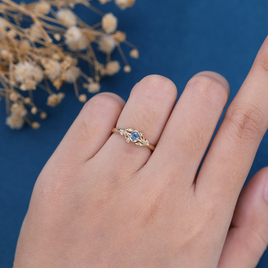 Round cut Lab Alexandrite Cluster Flower Simple Engagement ring