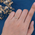 Marquise cut Moissanite | diamond leaf Curved Wedding Band Ring
