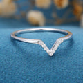 Round cut Diamond Chevron Wedding Band Ring