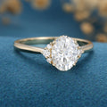 Oval cut Moissanite Cluster Engagement Ring