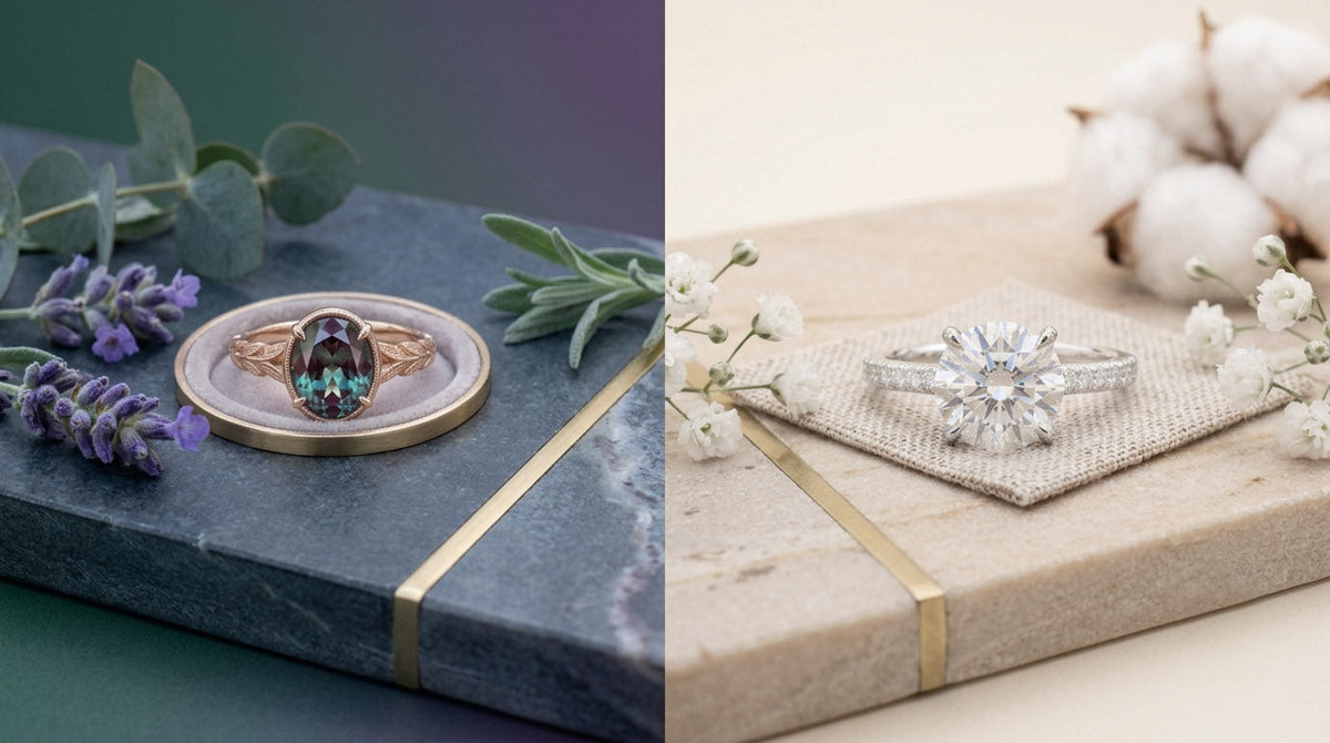 Lab-grown Alexandrite vs Lab-grown Diamond Engagement Ring: Which One Should You Choose?