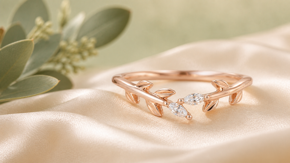 Woman-Moissanite and Lab-Grown Diamond Wedding Bands