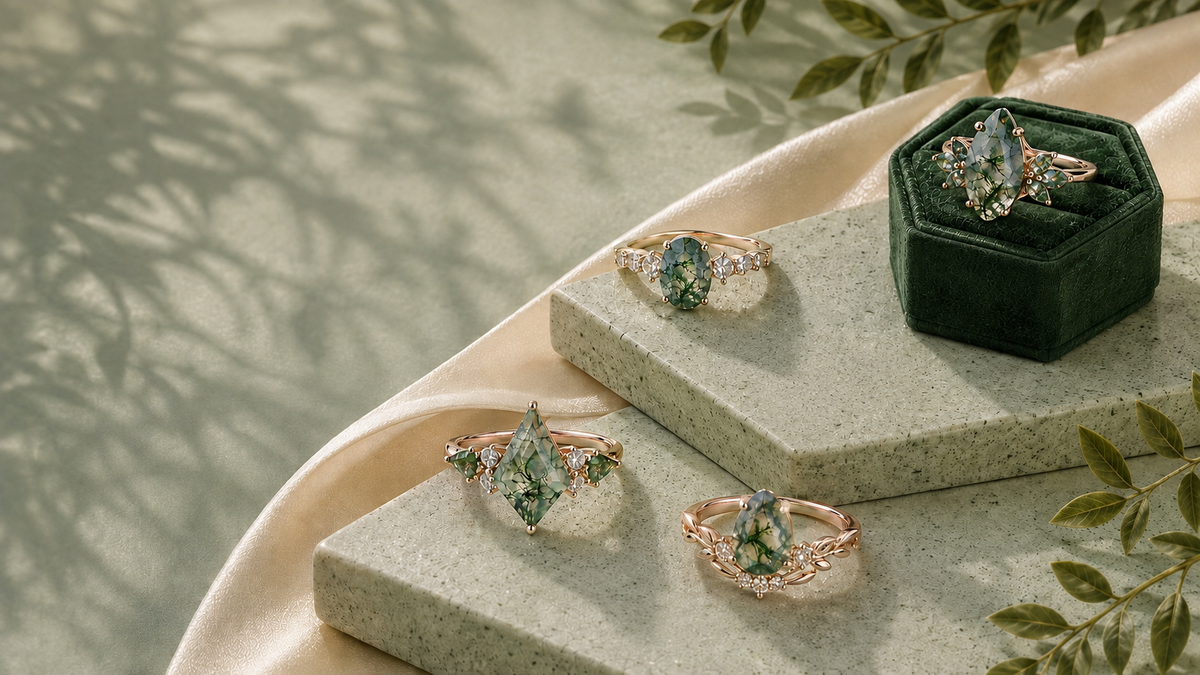 Gemstone Rings - Moss Agate