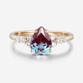 Pear cut Lab Alexandrite Engagement ring for Women