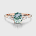 Oval cut Moss Agate | Diamonds Engagement ring