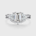1.0CT~5.0CT Emerald cut Lab grown Diamond Cluster Engagement Ring Set