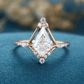 1.0CT~5.0CT Kite cut Cluster Lab Grown Diamond Halo Engagement Ring