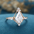 1.0CT~5.0CT Kite cut Cluster Lab Grown Diamond Halo Engagement Ring
