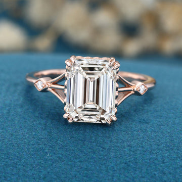 1.0CT~5.0CT Emerald cut Lab Grown Diamond Engagement Ring