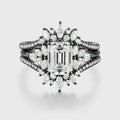 1.0CT~5.0CT Emerald cut Lab grown Diamond Cluster Engagement Ring Set