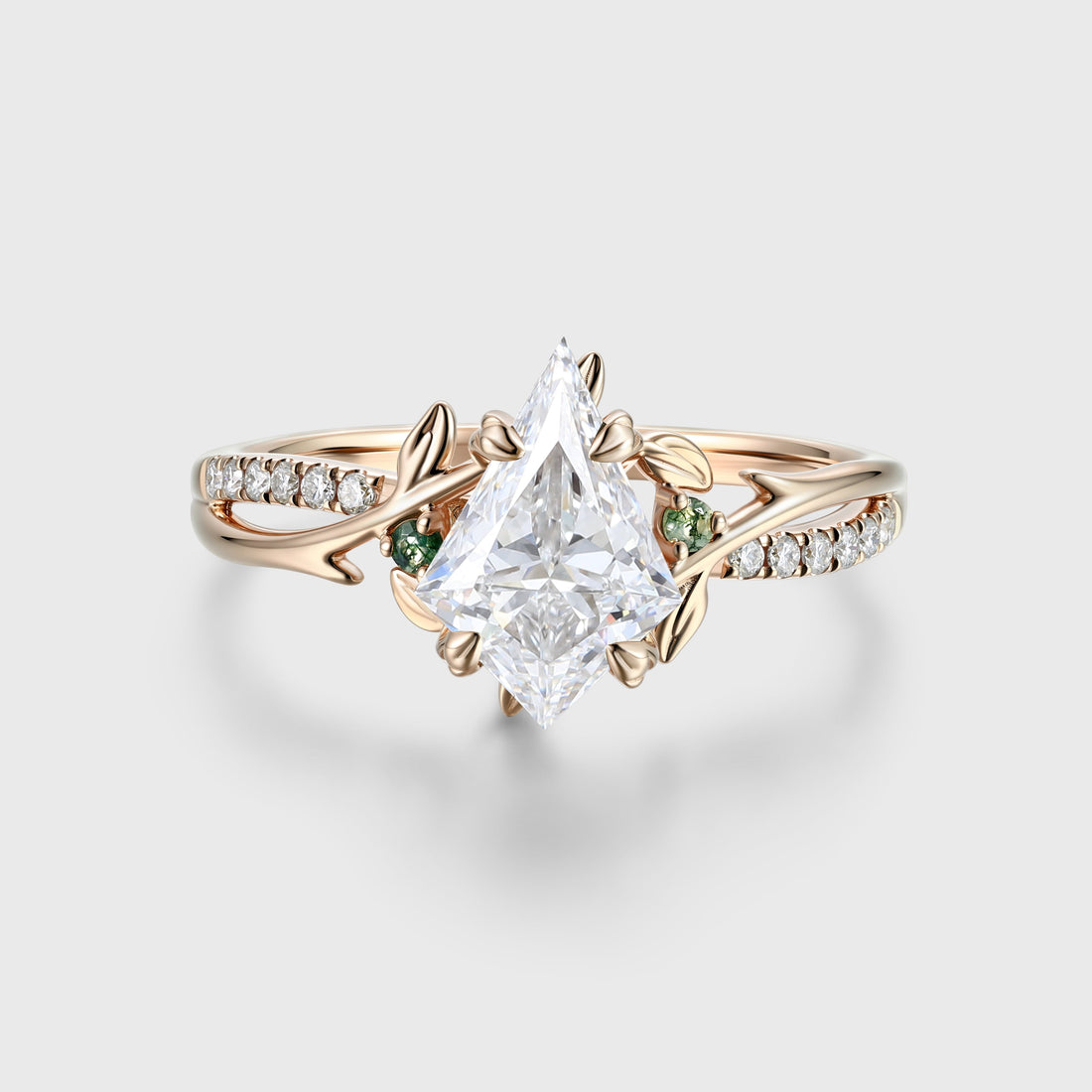 1.0CT~5.0CT Kite cut Lab Grown Diamond Pave Engagement Ring