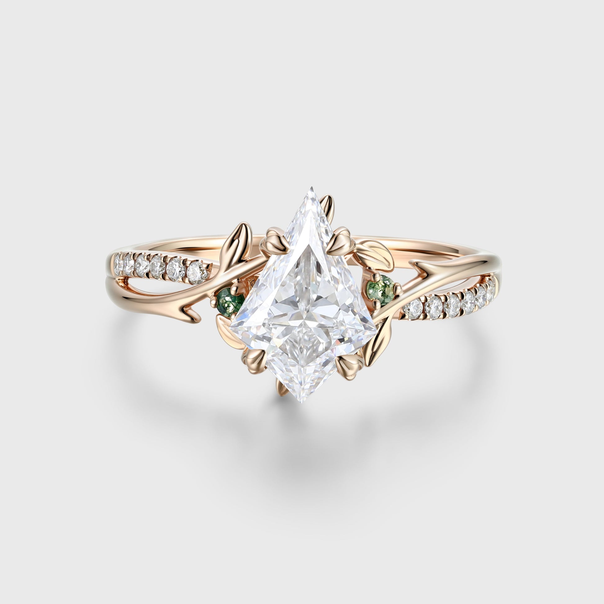 1.0CT~5.0CT Kite cut Lab Grown Diamond Pave Engagement Ring