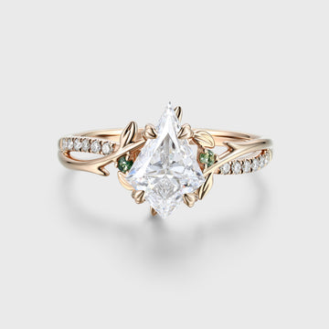 1.0CT~5.0CT Kite cut Lab Grown Diamond Pave Engagement Ring