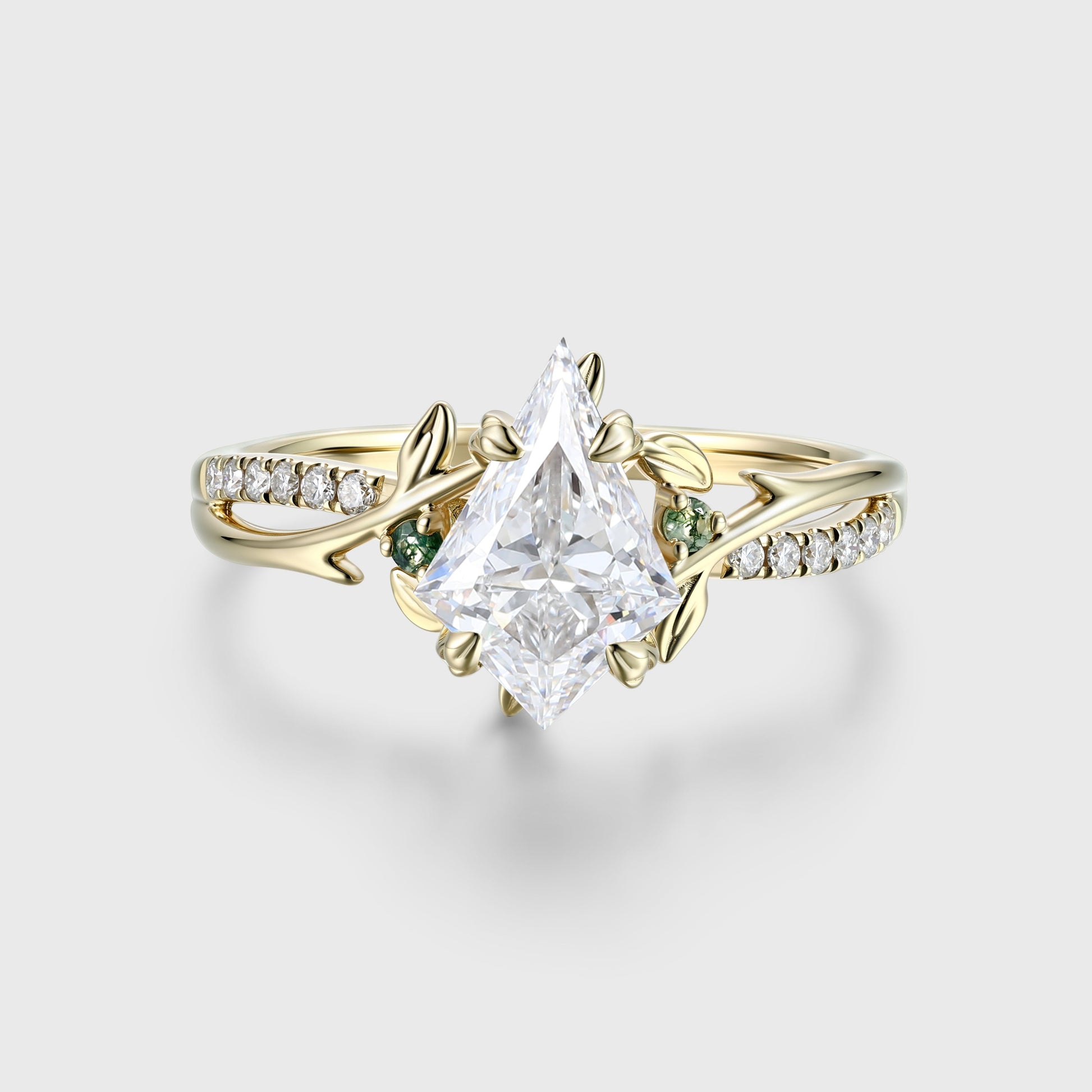 1.0CT~5.0CT Kite cut Lab Grown Diamond Pave Engagement Ring