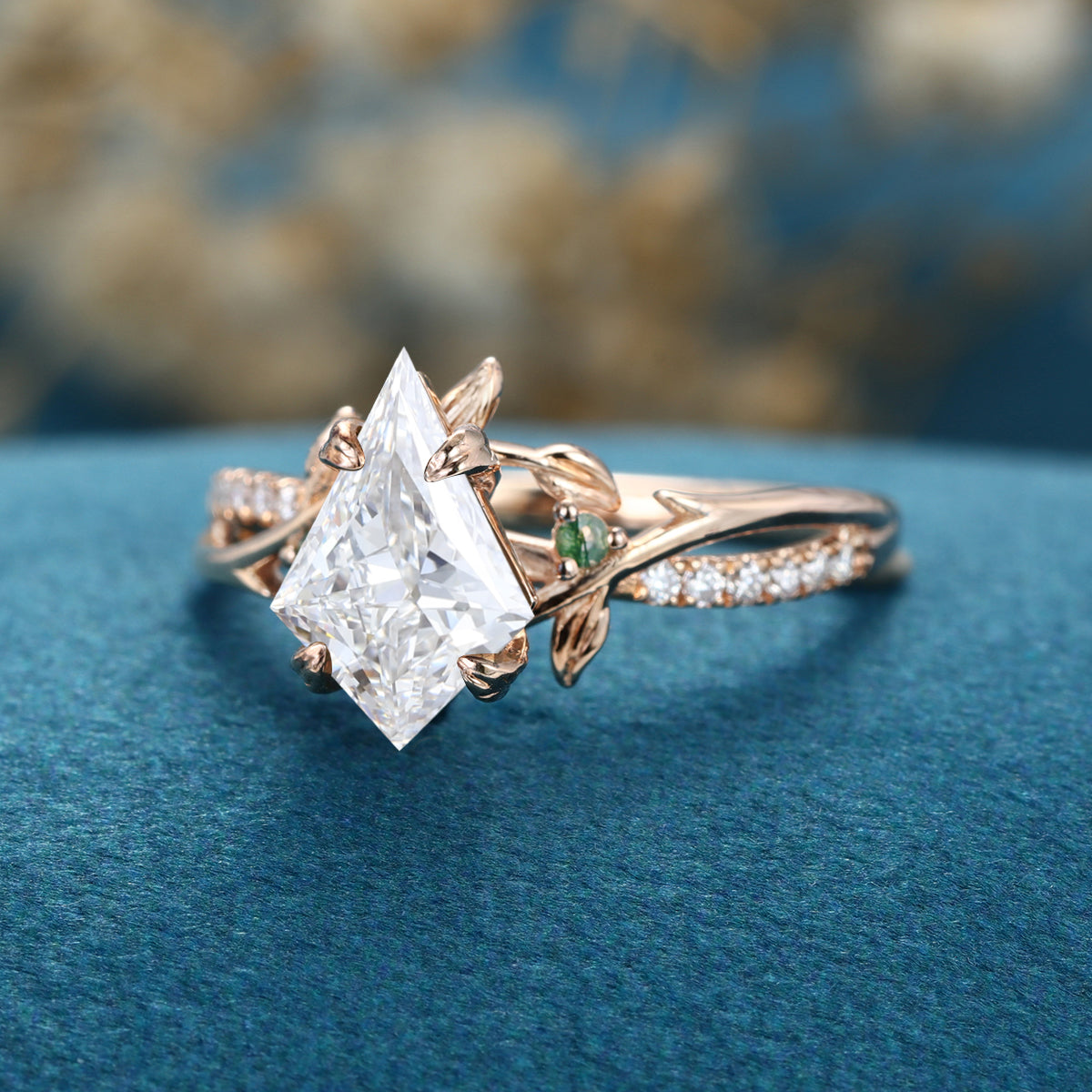 1.0CT~5.0CT Kite cut Lab Grown Diamond Pave Engagement Ring