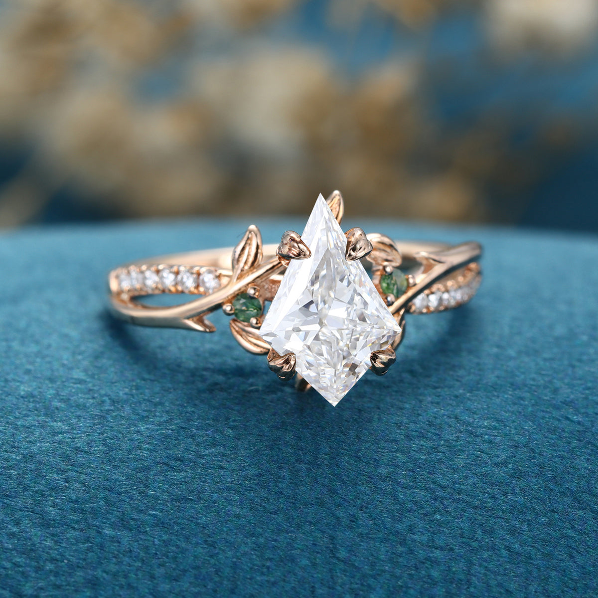 1.0CT~5.0CT Kite cut Lab Grown Diamond Pave Engagement Ring