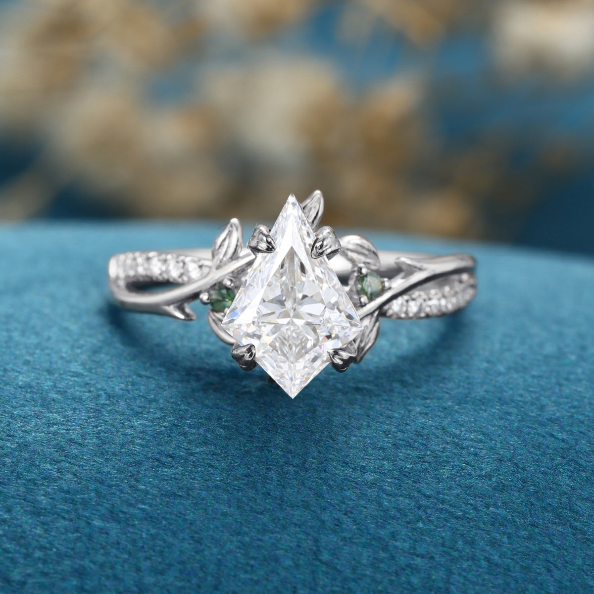 1.0CT~5.0CT Kite cut Lab Grown Diamond Pave Engagement Ring
