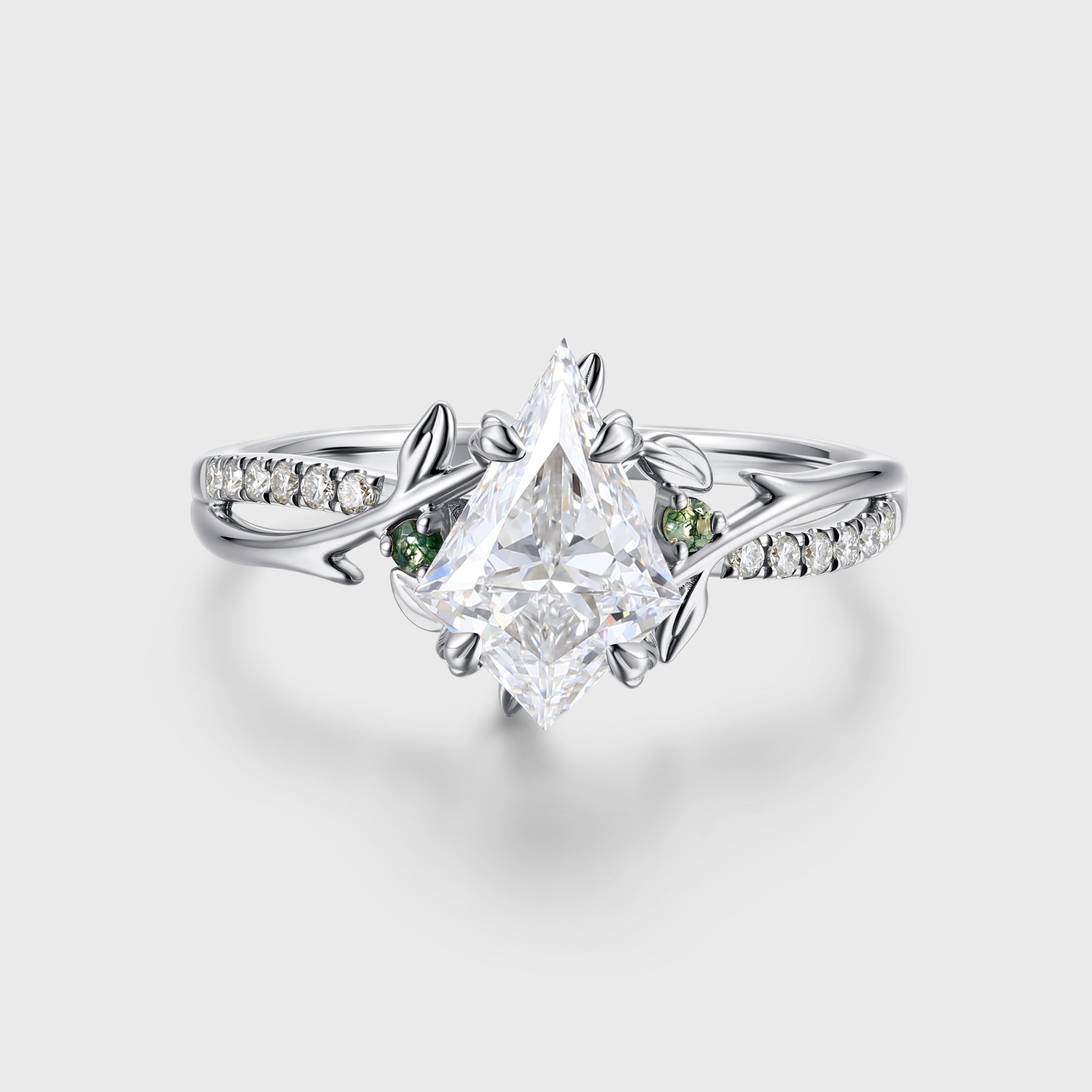 1.0CT~5.0CT Kite cut Lab Grown Diamond Pave Engagement Ring
