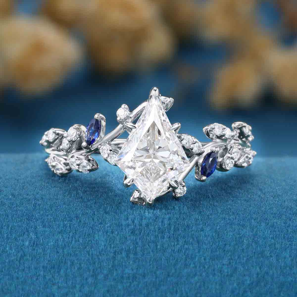 1.0CT~5.0CT Kite cut Nature Inspired Lab Grown Diamond Engagement Ring