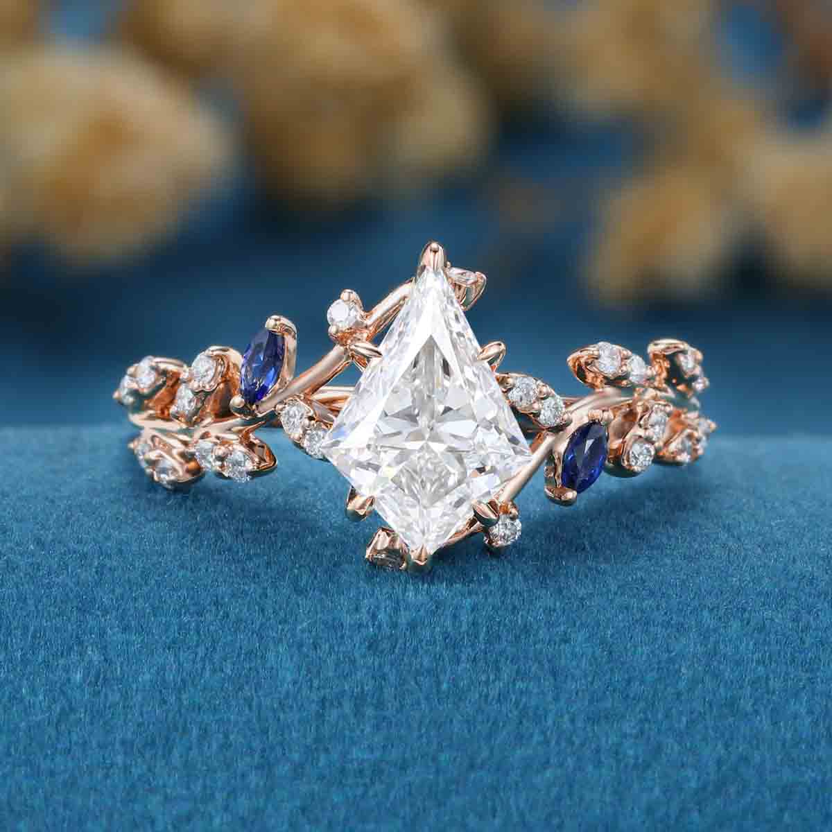 1.0CT~5.0CT Kite cut Nature Inspired Lab Grown Diamond Engagement Ring
