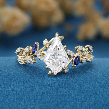 1.0CT~5.0CT Kite cut Nature Inspired Lab Grown Diamond Engagement Ring