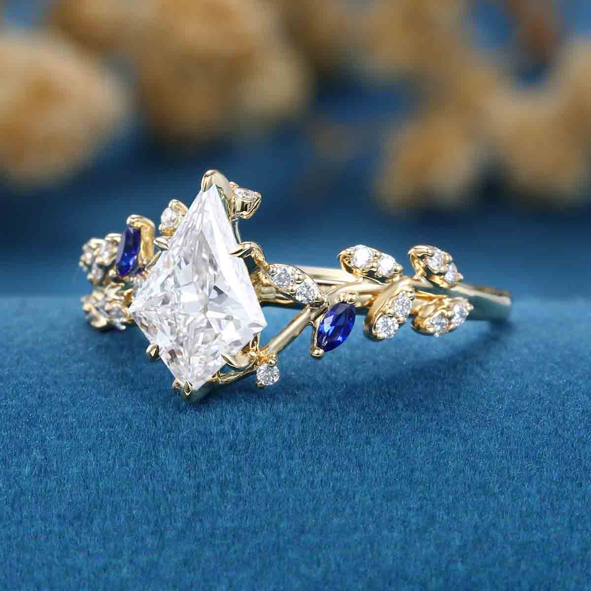 1.0CT~5.0CT Kite cut Nature Inspired Lab Grown Diamond Engagement Ring