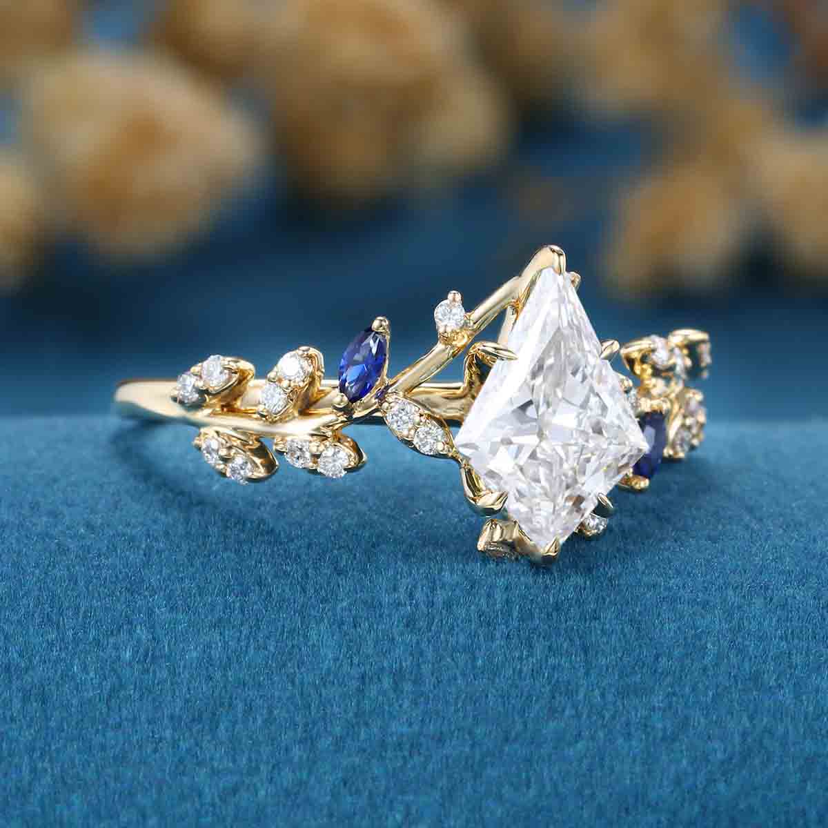 1.0CT~5.0CT Kite cut Nature Inspired Lab Grown Diamond Engagement Ring