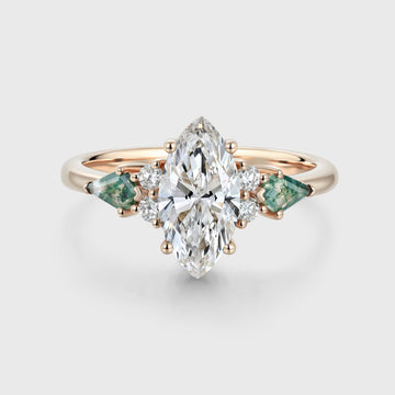 1.0CT~5.0CT Marquise cut Lab Grown Diamond Cluster Engagement Ring