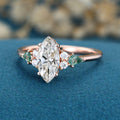 1.0CT~5.0CT Marquise cut Lab Grown Diamond Cluster Engagement Ring