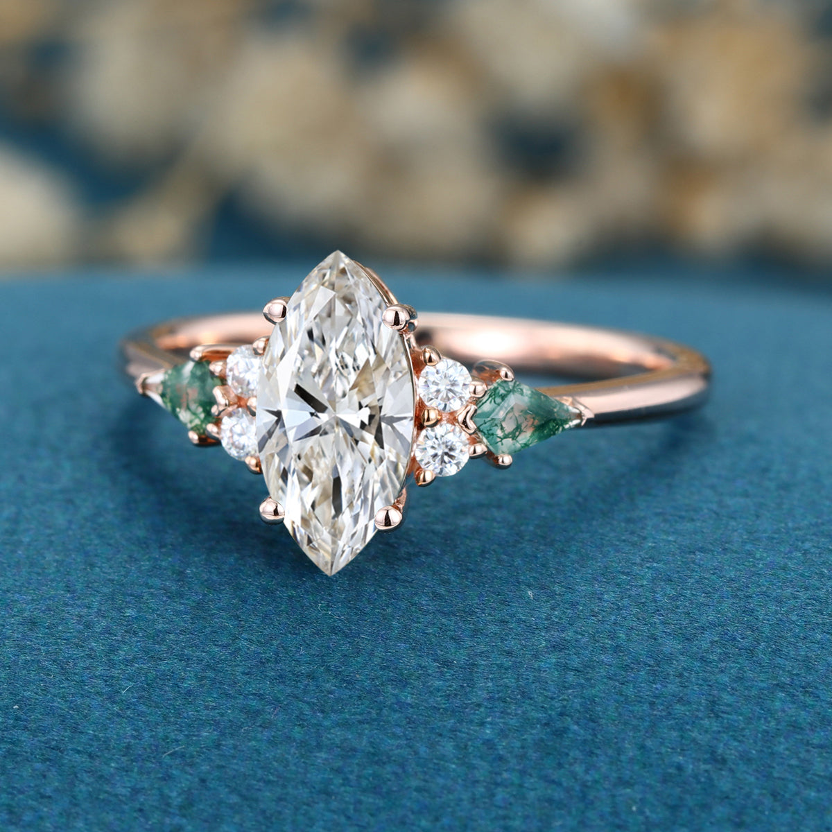 1.0CT~5.0CT Marquise cut Lab Grown Diamond Cluster Engagement Ring