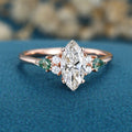 1.0CT~5.0CT Marquise cut Lab Grown Diamond Cluster Engagement Ring