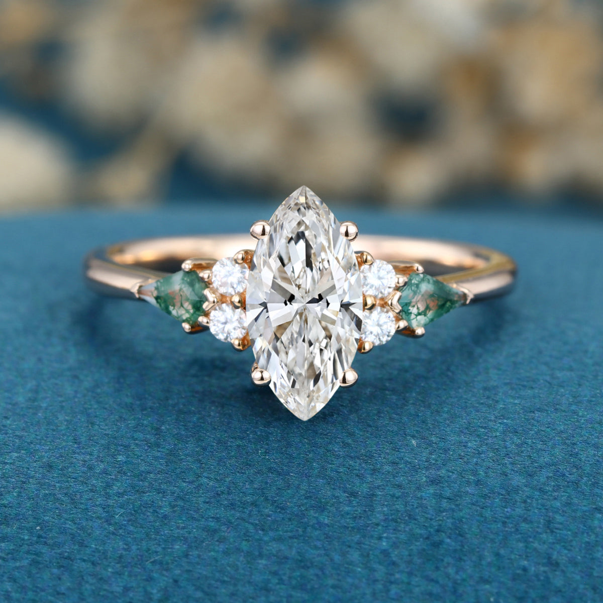 1.0CT~5.0CT Marquise cut Lab Grown Diamond Cluster Engagement Ring