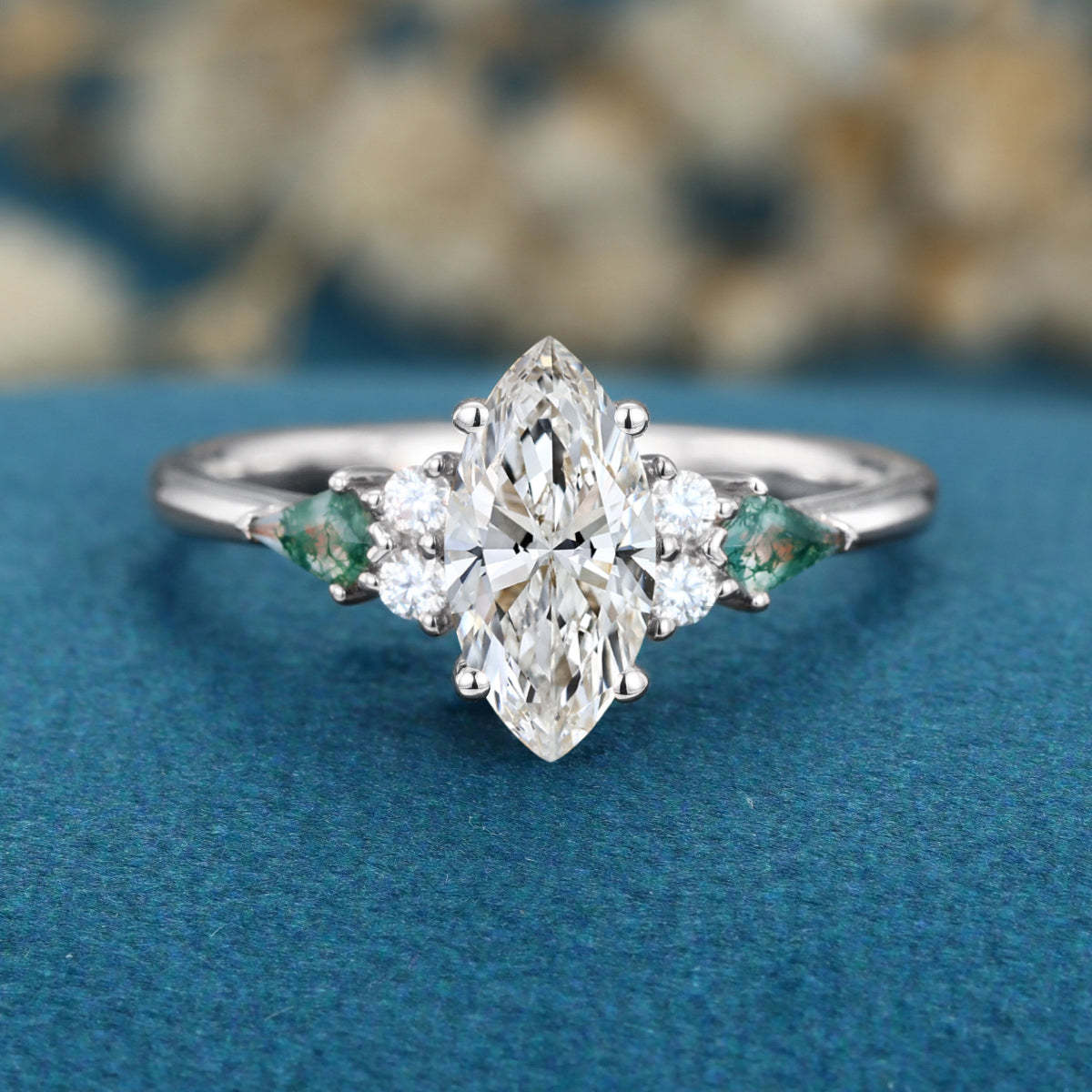 1.0CT~5.0CT Marquise cut Lab Grown Diamond Cluster Engagement Ring
