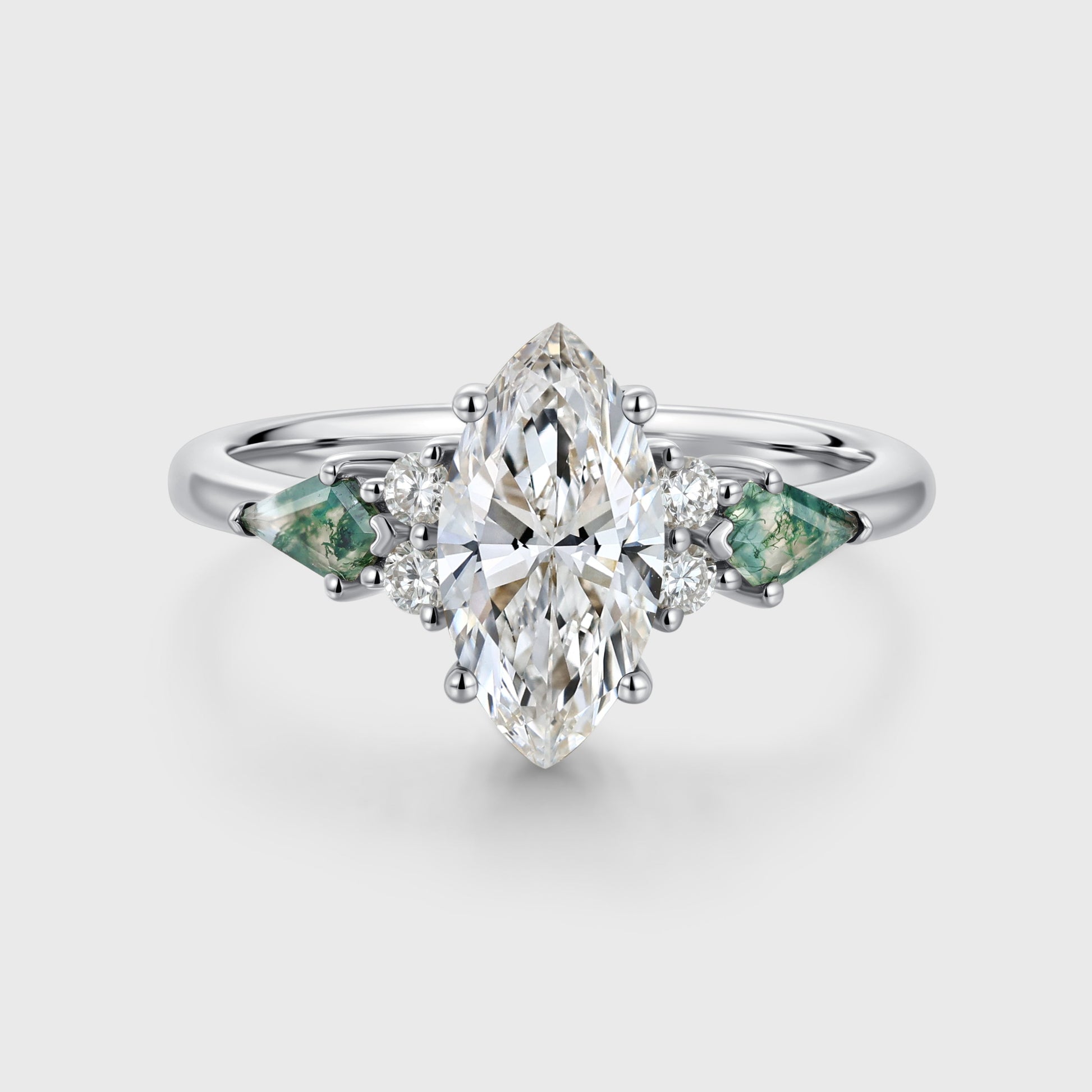 1.0CT~5.0CT Marquise cut Lab Grown Diamond Cluster Engagement Ring