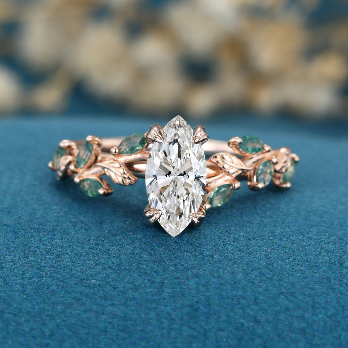 1.0CT~5.0CT Marquise cut Lab Grown Diamond Nature Inspired Engagement Ring