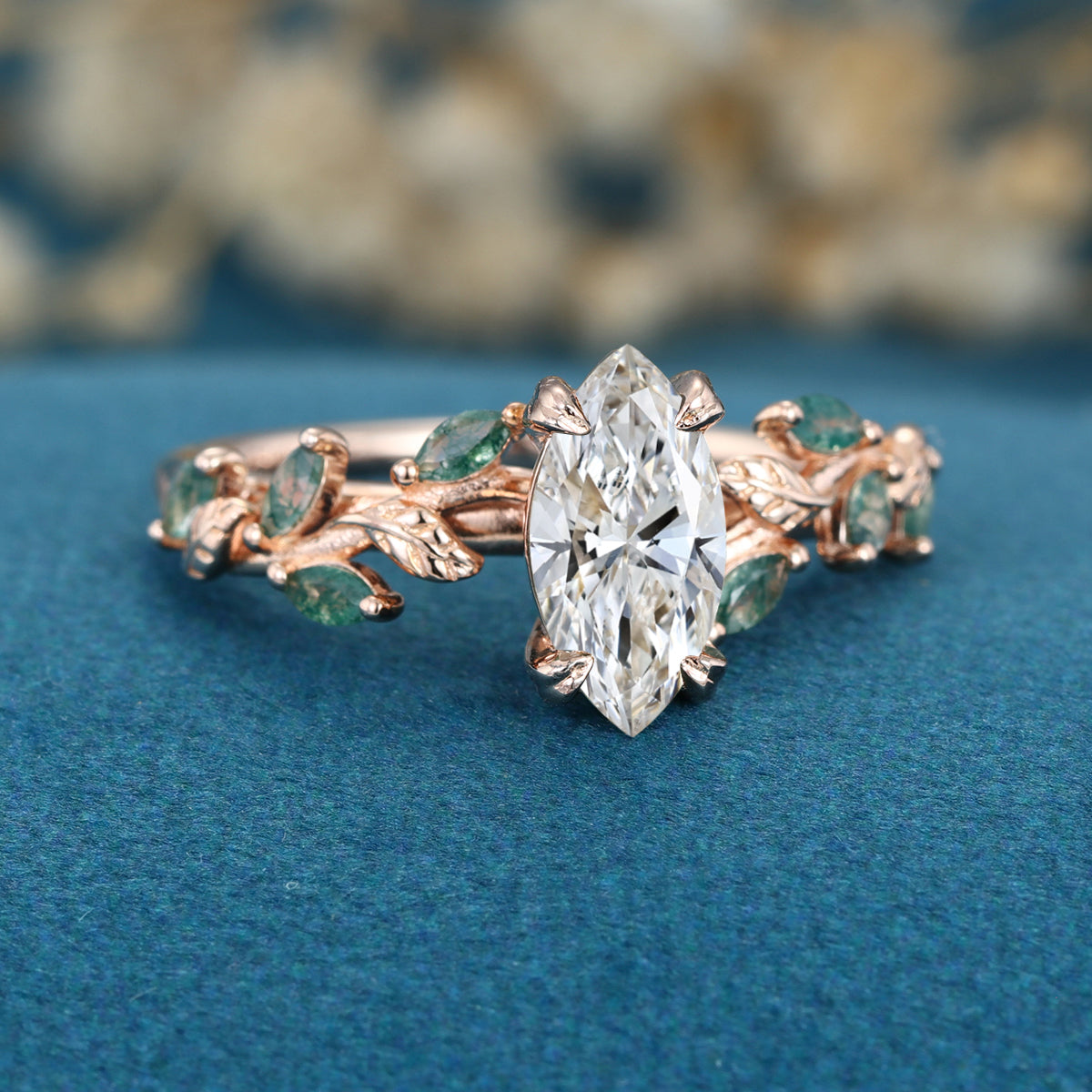 1.0CT~5.0CT Marquise cut Lab Grown Diamond Nature Inspired Engagement Ring