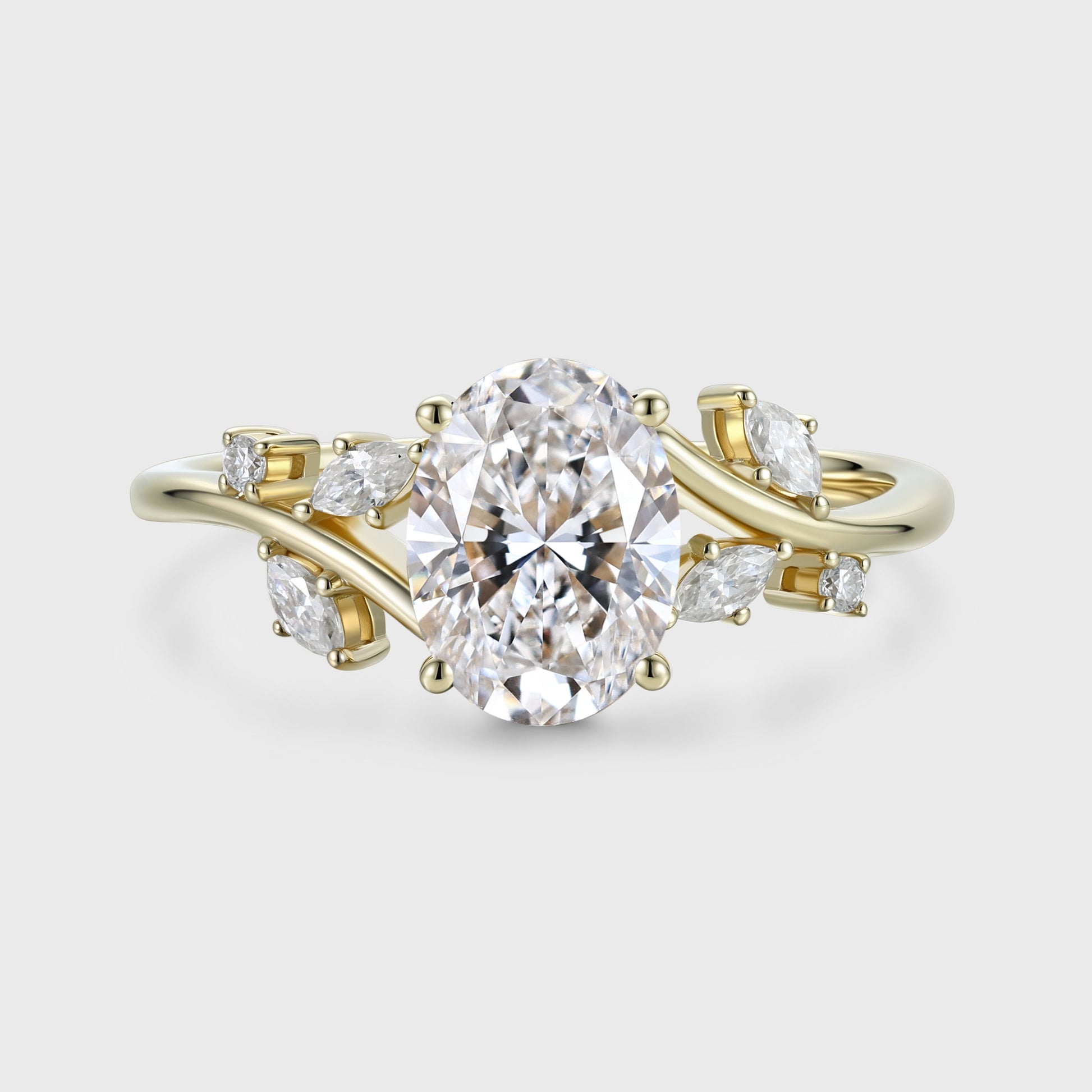 1.0CT~5.0CT Nature Inspired Oval cut Lab Grown Diamond Engagement