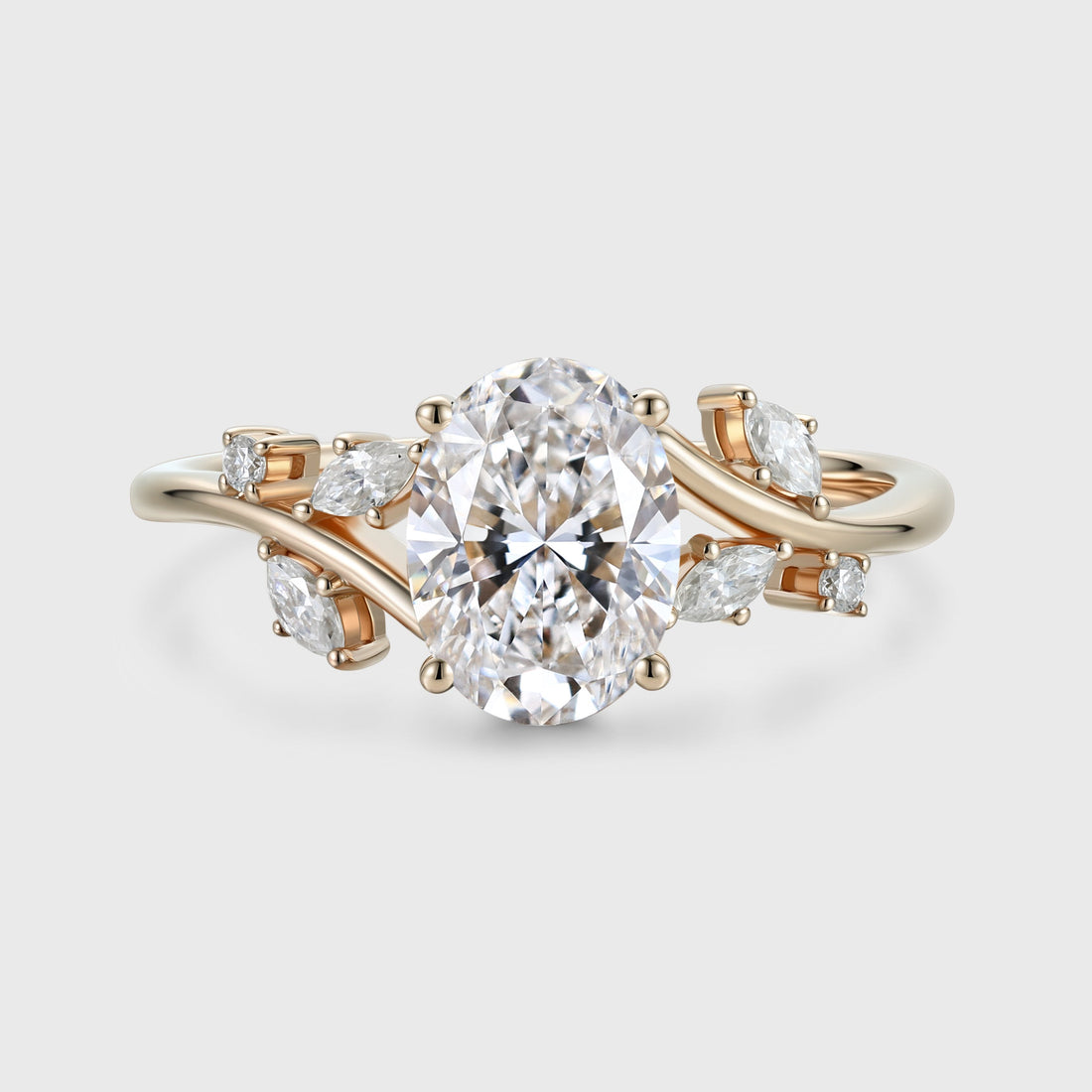1.0CT~5.0CT Nature Inspired Oval cut Lab Grown Diamond Engagement