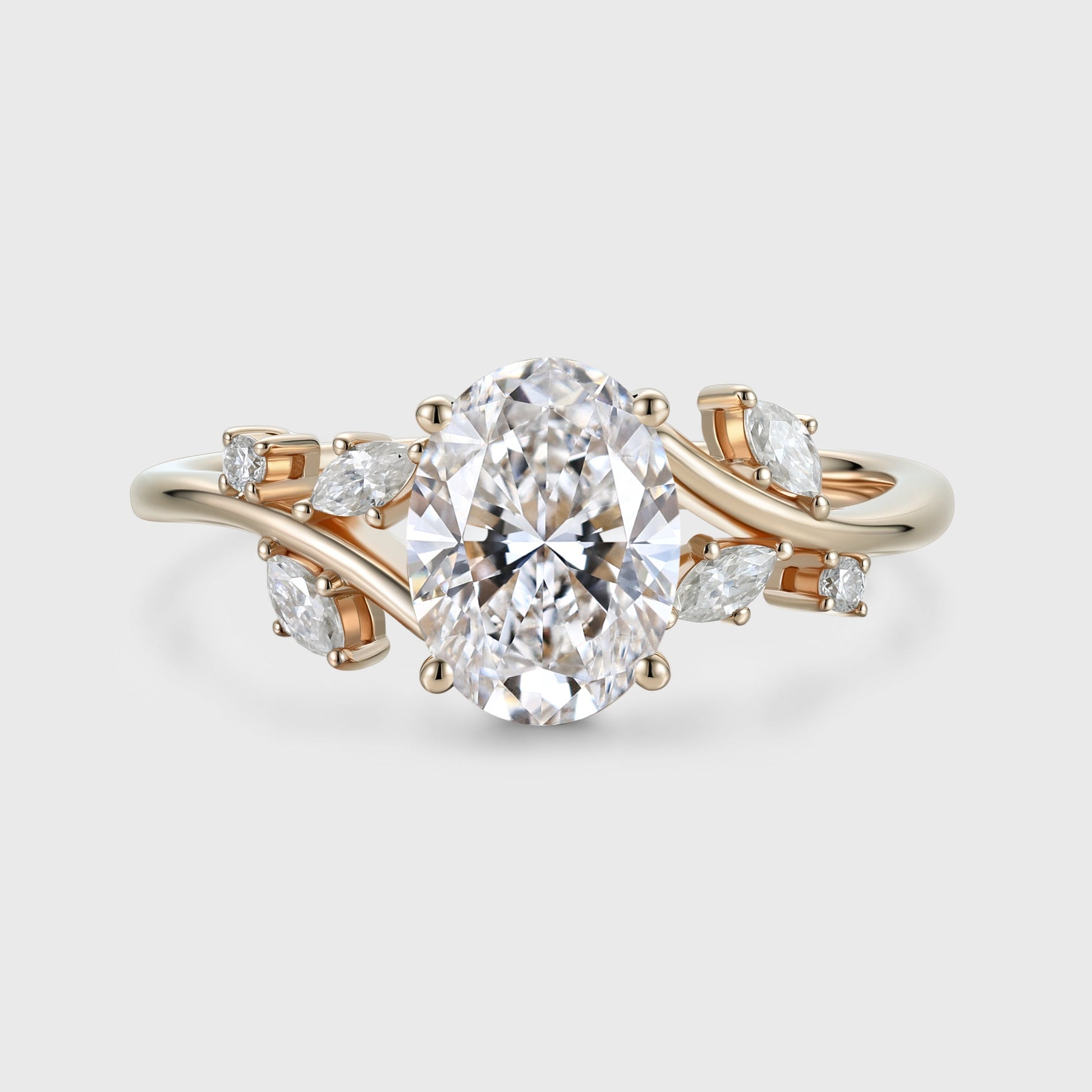 1.0CT~5.0CT Nature Inspired Oval cut Lab Grown Diamond Engagement