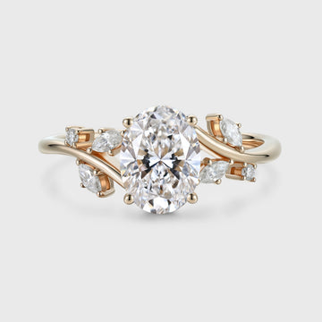 1.0CT~5.0CT Nature Inspired Oval cut Lab Grown Diamond Engagement